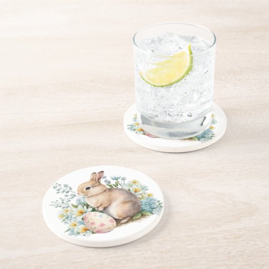 Bunny & Floral Egg Getränkeuntersetzer (Seite)