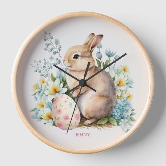 Bunny & Floral Egg Uhr (Vorderseite)