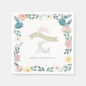 Bunny Floral Garden Girl Birthday White Serviette (Vorderseite)