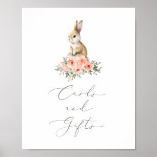 Bunny Floral Girl Birthday Cards and Gifts Sign Poster