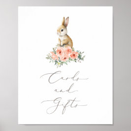 Bunny Floral Girl Geburtstagskarten und Geschenke Poster