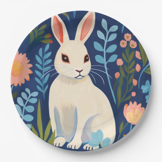 Bunny Floral Pappteller (Vorderseite)
