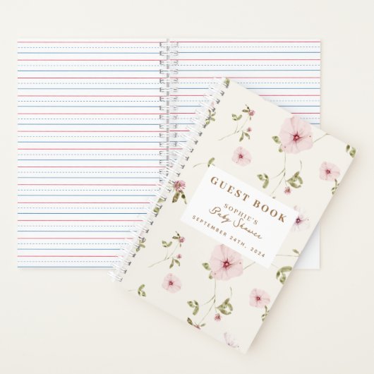 Bunny Floral Watercolor Baby Showbook Notizblock (Innen)