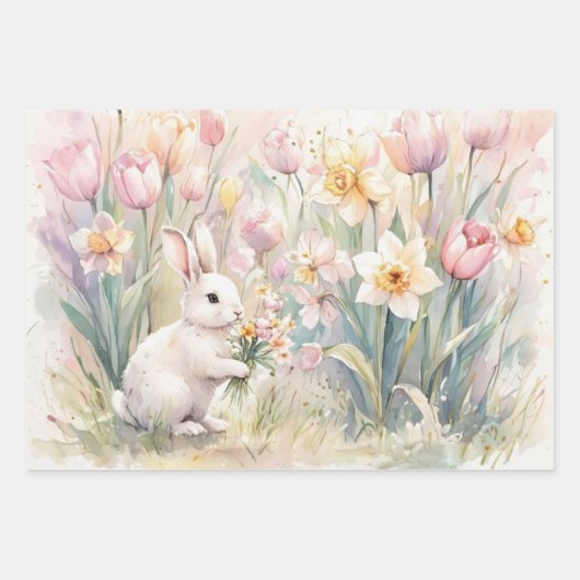 Bunny Florals for Spring-Easter  Geschenkpapier Set (Vorderseite)