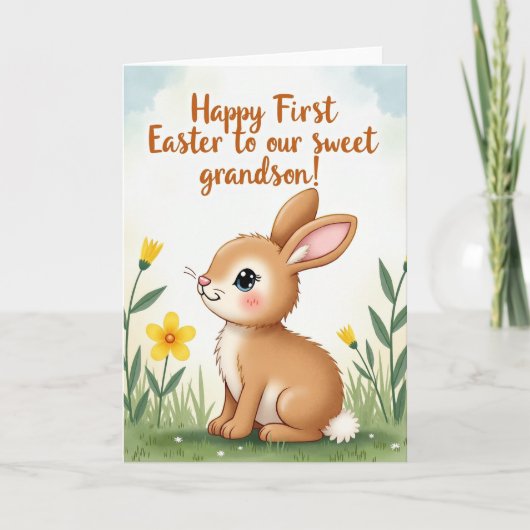 Bunny Flower Easter Card Karte (Vorderseite)