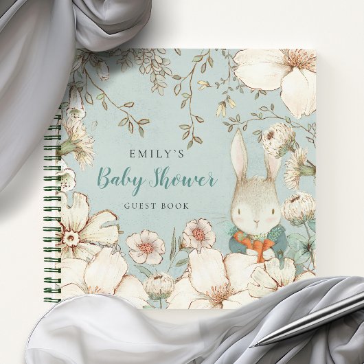 Bunny Foliage Baby Shower Alternate Guest Book Notizblock