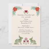 Bunny Folk Art Wreath Winter Neutral Baby Dusche Einladung (Rückseite)