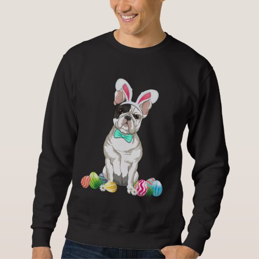 Bunny French Bulldog Easter Happy Easter Dog Sweatshirt (Vorderseite)