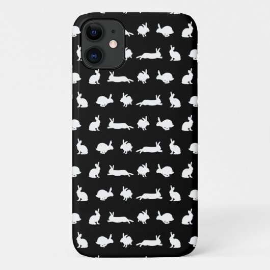 Bunny Frenzy iPhone 11 Hülle (Schwarz) (Rückseite)