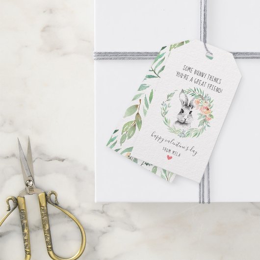 Bunny Friends Kids Classroom Valentines Party Geschenkanhänger