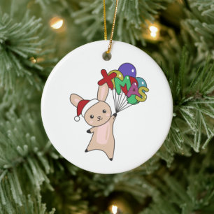 Bunny Frohe Weihnachten Winter Tiere Rabbit Keramik Ornament