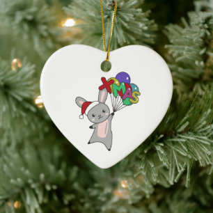 Bunny Frohe Weihnachten Winter Tiere Rabbit Keramik Ornament