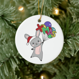 Bunny Frohe Weihnachten Winter Tiere Rabbit Keramik Ornament