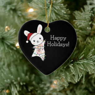 Bunny frohe Weihnachten Winter Tiere Rabbits Ceram Keramik Ornament