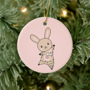 Bunny frohe Weihnachten Winter Tiere Rabbits Ceram Keramik Ornament