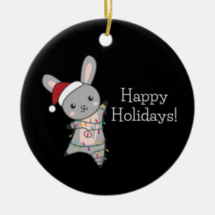 Bunny frohe Weihnachten Winter Tiere Rabbits Keramik Ornament
