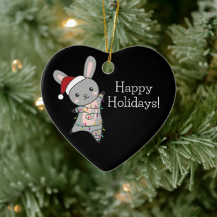 Bunny frohe Weihnachten Winter Tiere Rabbits Keramik Ornament