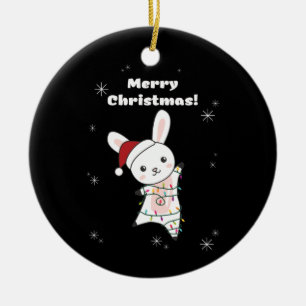 Bunny frohe Weihnachten Winter Tiere Rabbits Keramik Ornament