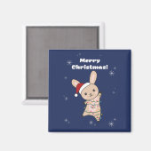 Bunny frohe Weihnachten Winter Tiere Rabbits Magne Magnet (Vorderseite/Rückseite)
