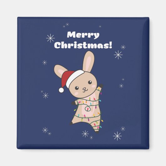 Bunny frohe Weihnachten Winter Tiere Rabbits Magne Magnet (Vorne)
