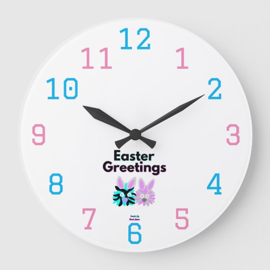 Bunny Fuzzies Acrylic Wall Clock Große Wanduhr (Vorderseite)