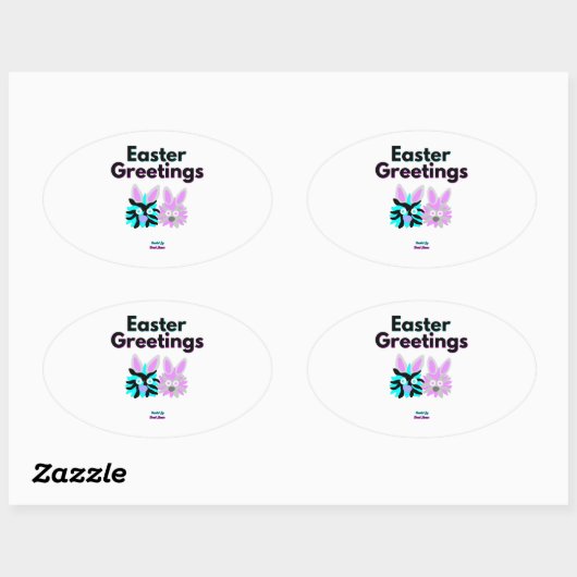 Bunny Fuzzies Oval Sticker (Blatt)