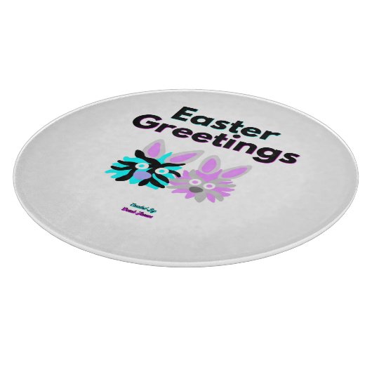 Bunny Fuzzies Round Glass Cutting Board 30,4 cm Schneidebrett (Ecke)