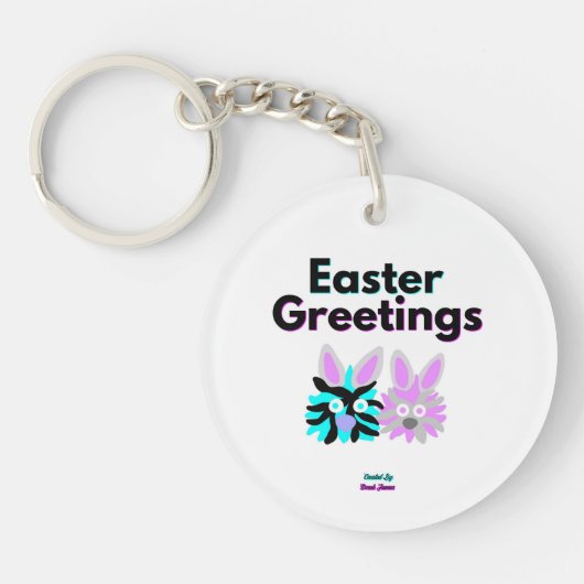 Bunny Fuzzies Round Schlüsselanhänger (Vorderseite)
