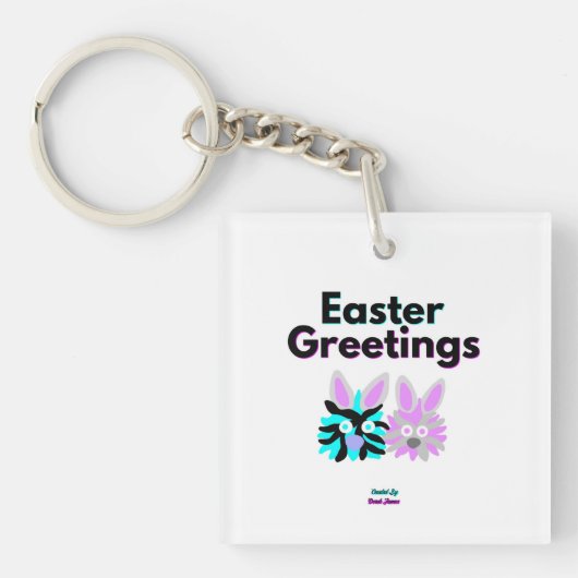 Bunny Fuzzies Square Schlüsselanhänger (Vorderseite)