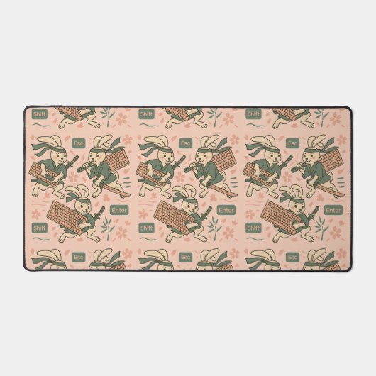 Bunny Gamer Keyboard Samurai Schreibtischunterlage (Vorderseite)