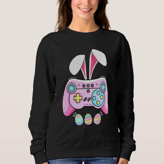 Bunny Gaming Controller Video Game Gamer Osterfest Sweatshirt (Vorderseite)