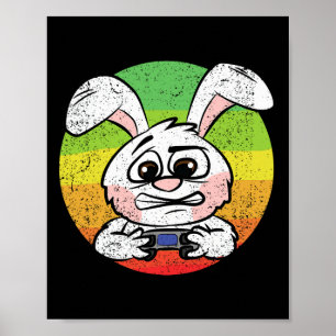 Bunny Gaming Ostereier Jagd Videospiel Kontrolle Poster