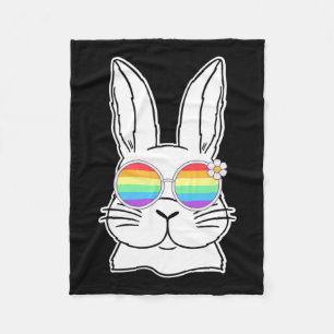 Bunny Gay Pride Lgbtq Bunny Rainbow Sungles Happy Fleecedecke