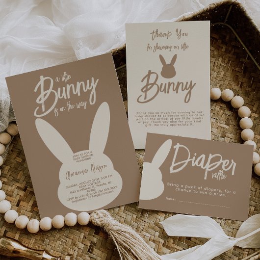 Bunny Gender Neutral Modern Script Baby Shower Einladung