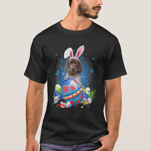 Bunny German Kurzzeiger mit Eierkörbchen E T-Shirt (Vorderseite)