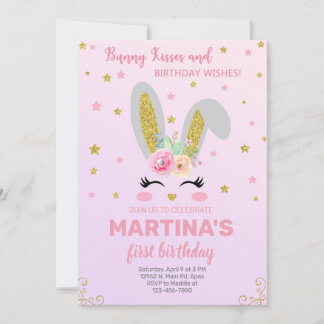 Bunny Gesicht Mädchen Geburtstag Einladung, einlad Einladung