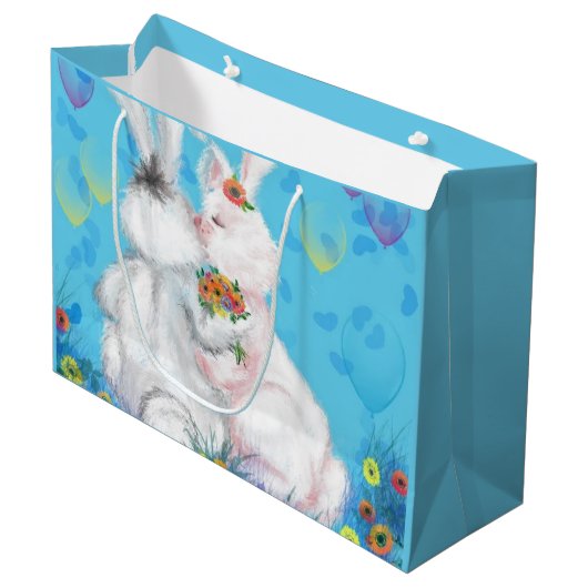 Bunny Gift Bag - Umarmung Große Geschenktüte (Vorderseite Schrägansicht)
