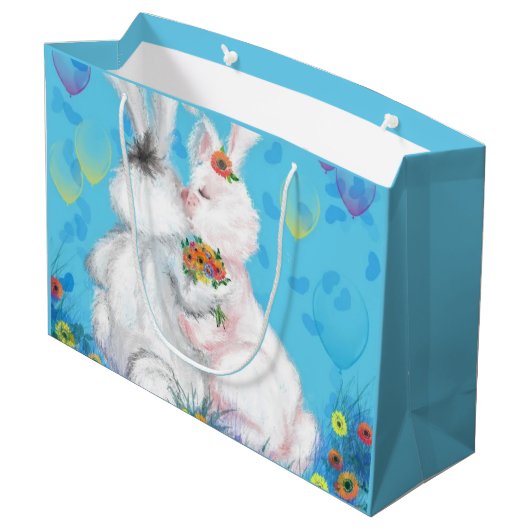 Bunny Gift Bag - Umarmung Große Geschenktüte (Rückseite Schrägansicht)