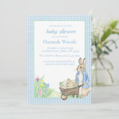 Bunny Gingham Spring Easter Baby Dusche Einladung (Stehend Vorderseite)