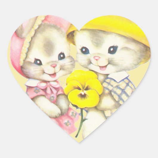 Bunny Girl+Boy Herz-Aufkleber (Vorderseite)
