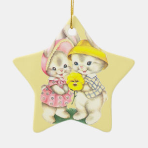 Bunny Girl+Boy Keramik Ornament