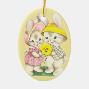 Bunny Girl+Boy Keramikornament
