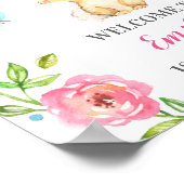 Bunny Girl First Birthday Farbiges Tier Willkommen Poster (Ecke)