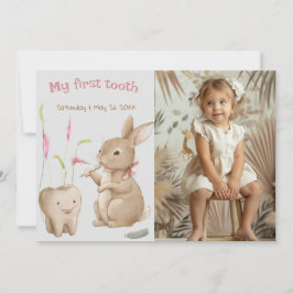 Bunny Girl First Tooth Party Foto Card Feiertagskarte