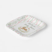 Bunny Girl Floral Pink Bow Baby Shower  Pappteller (Gewinkelt)