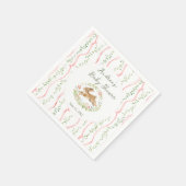 Bunny Girl Floral Pink Bow Baby Shower  Serviette (Ecke)