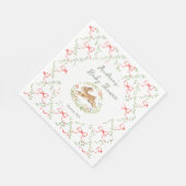 Bunny Girl Floral Pink Bow Baby Shower Serviette (Ecke)