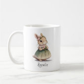 Bunny Girl in einem Kleid Pink Floral Whimsical Os Kaffeetasse (Links)