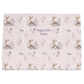 Bunny Girl Personalisiert Name Rosa Lila Ostern Große Geschenktüte (Vorderseite)