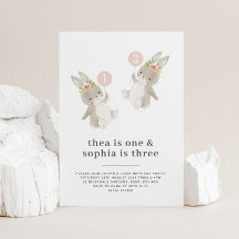 Bunny Girls Joint Birthday Einladung